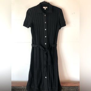 St. John Sport button down collar open knit sweater midilength shirt dre…